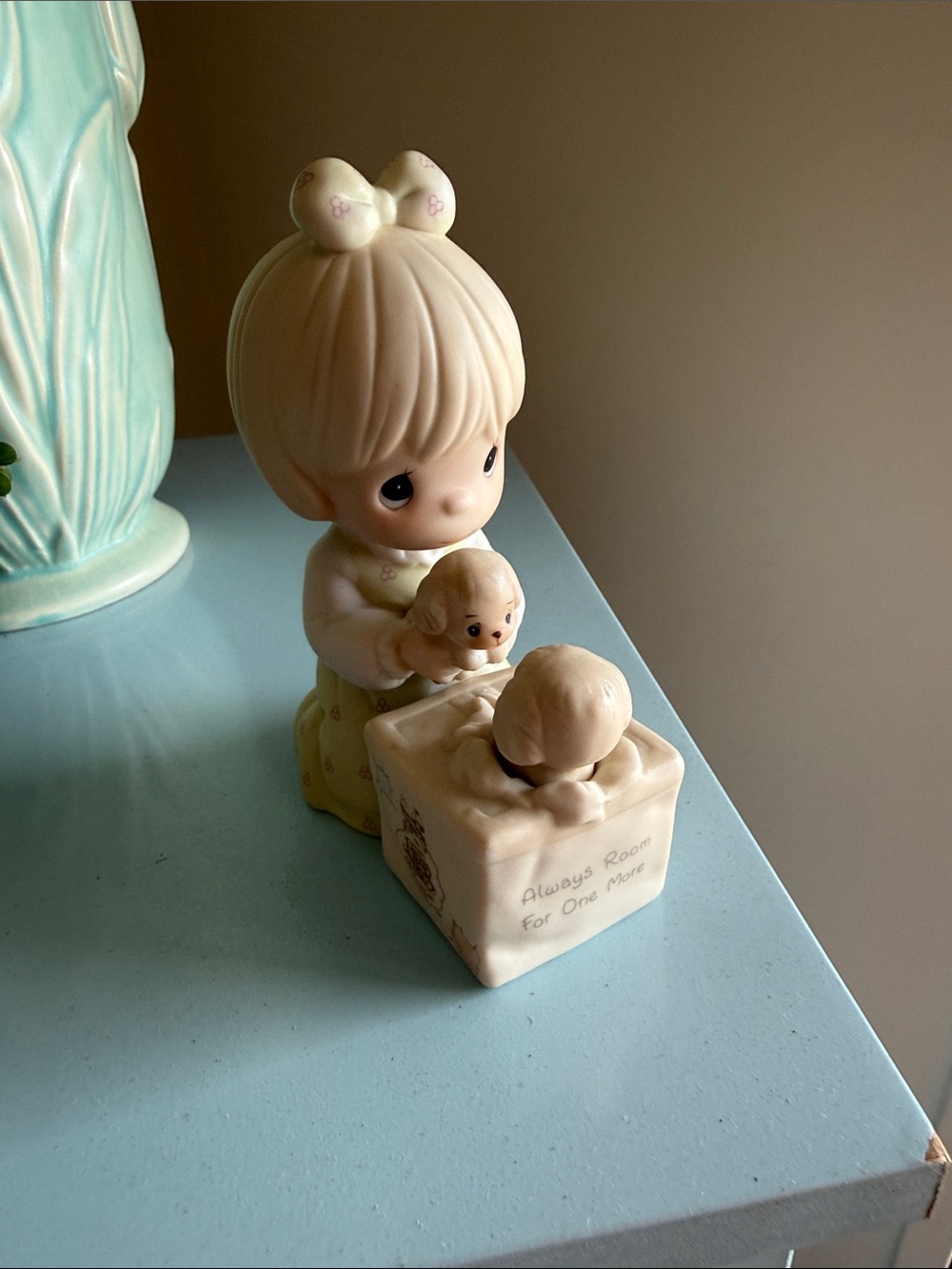 Precious Moments Pale Cream Girl Figurine with Puppy
